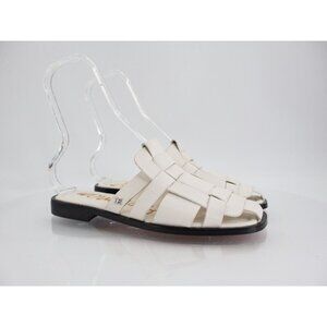 Sam Edelman Dina Fisherman Mule Womens Size 9 White Leather Flat Shoes Slip On